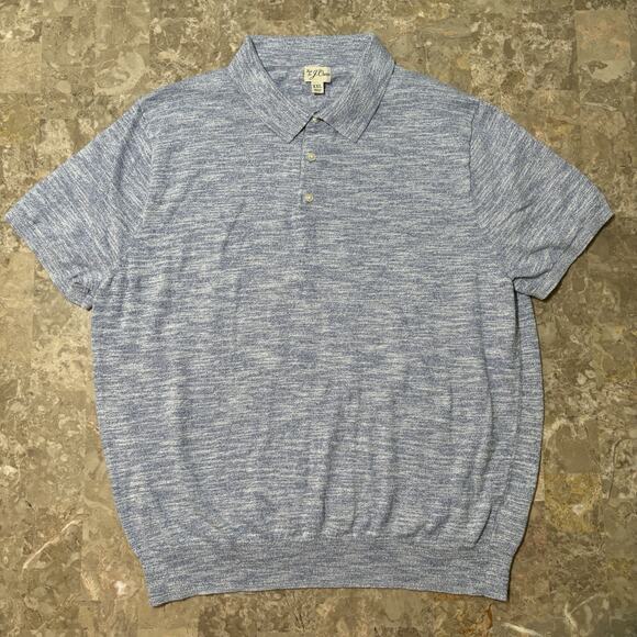 J Crew Sweater Polo Shirt Mens 2XL Blue Cotton Blend Short Sleeve BZ522 - Picture 2 of 9